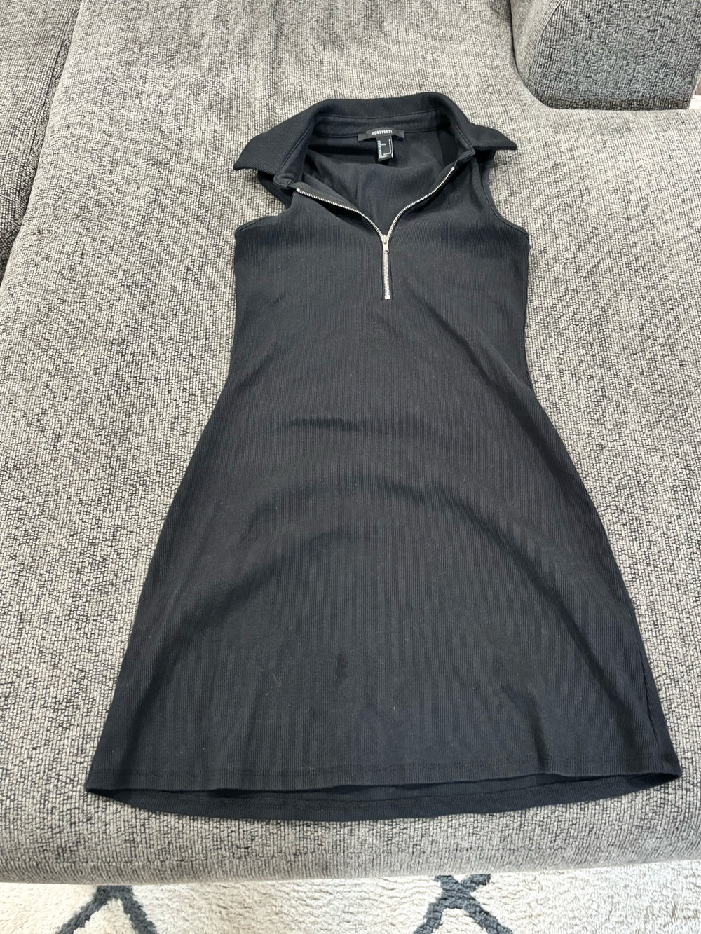 Forever 21 Black Sleeveless Polo Zip Mini Dress